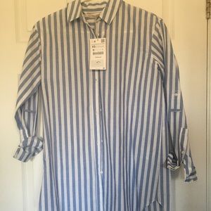 Zara Long and oversized striped button up